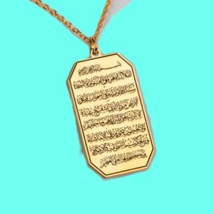 Ayetel Kürsi Arapça Hat Sanatı Gümüş Kolye, 925 Ayar Gümüş Kolye - Görsel 3