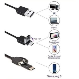 Endoskop Yılan Kamera 3'ü 1 Arada USB, Micro USB, Type-C – 5M Sert Kablo - Görsel 2