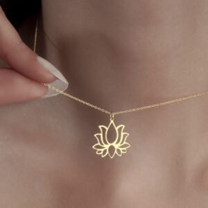 Lotus Çiçeği Gümüş Kolye, 925 Ayar Gümüş Kolye - Görsel 3