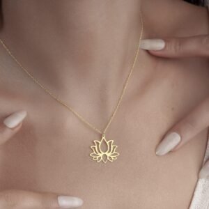 Lotus Çiçeği Gümüş Kolye, 925 Ayar Gümüş Kolye - Görsel 4